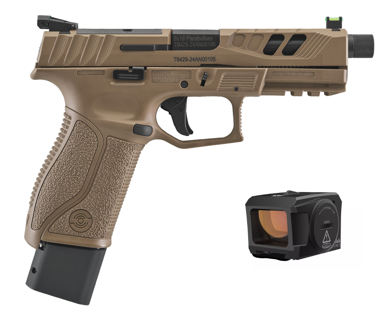 PISTOLET STR9 COMBAT SX BRONZE 9X19 20CPS 3MAG 1/2X28 OPTIC READY AMBIDEXTRE + FASTFIRE E 3.5MOA-image